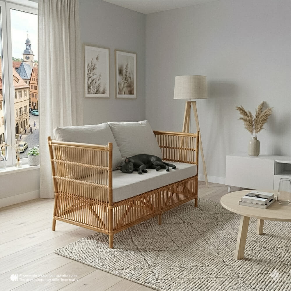 โซฟา 2 ที่นั่ง หวายแท้ PISAMAI รุ่น TARZAN SOFA แนว HOMIE COTTAGE โซฟานั่งเล่น ขนาด 126*76*90 CM สีธรรมชาติ